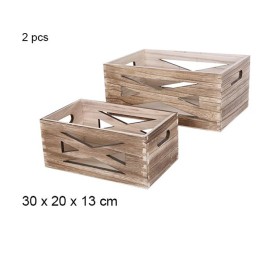 JUEGO 2 CAJAS MADERA VINTAGE 30X20X13CM
