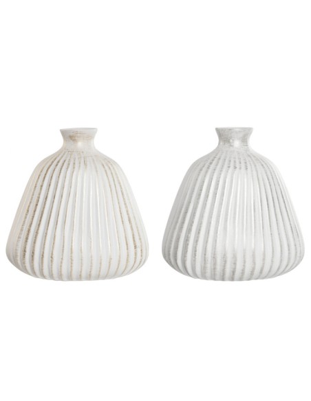 JARRON GRES 26X26X25 2 SURTIDO PLATA/DORADO