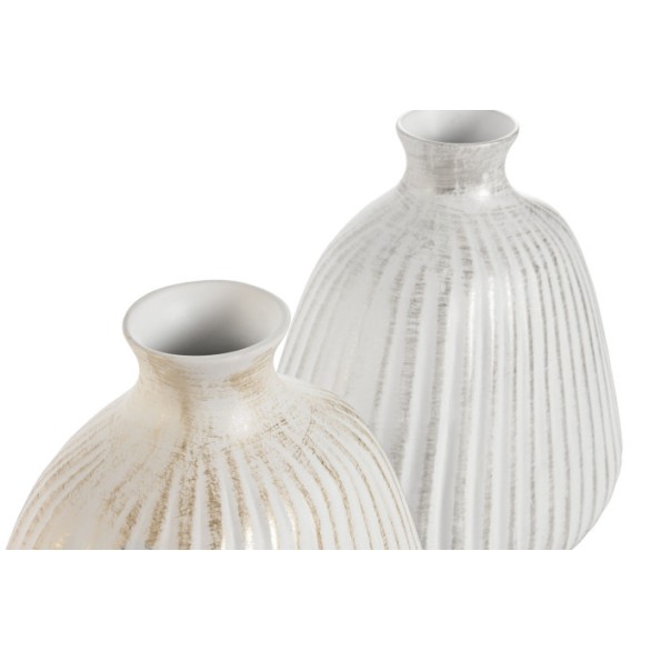 JARRON GRES 26X26X25 2 SURTIDO PLATA/DORADO