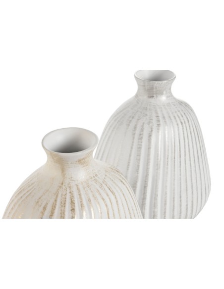 JARRON GRES 26X26X25 2 SURTIDO PLATA/DORADO