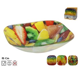 BOWL CRISTAL CUADRADO FRUITS 15X15CM 3 SURTIDOS