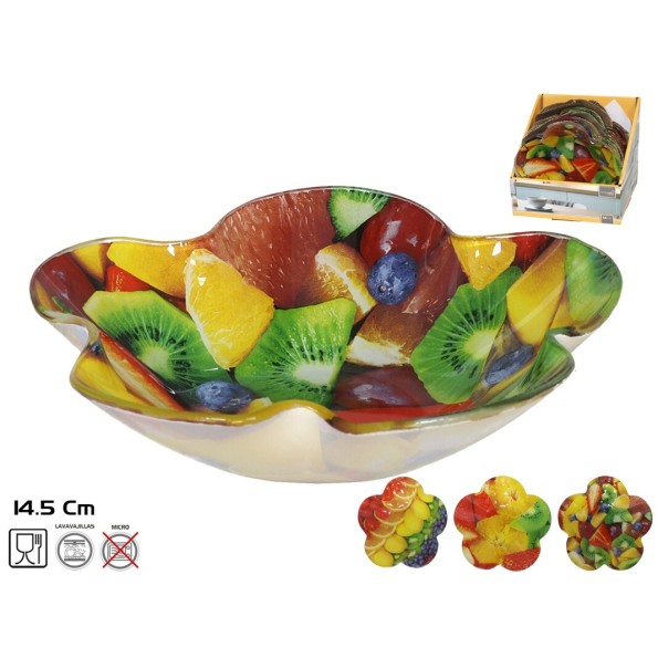 BOWL CRISTAL FLOR FRUITS 14,5X14,5CM 3 SURTIDOS