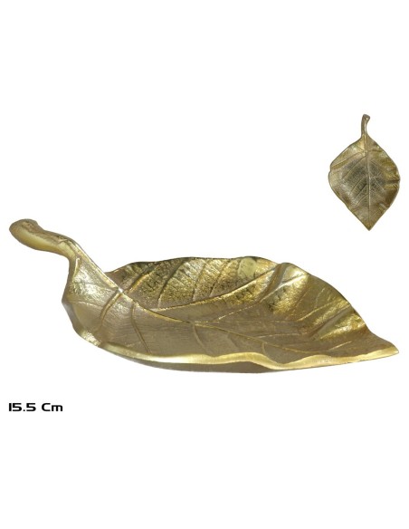 BANDEJA DECORATIVA HOJA 15,5X9,5CM ORO