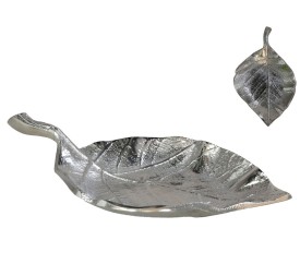 BANDEJA DECORATIVA HOJA 15,5X9,5CM PLATA