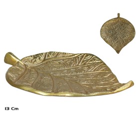 BANDEJA DECORATIVA HOJA 13X11,5CM ORO