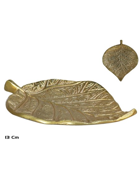 BANDEJA DECORATIVA HOJA 13X11,5CM ORO