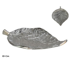 BANDEJA DECORATIVA HOJA 13X11,5CM PLATA