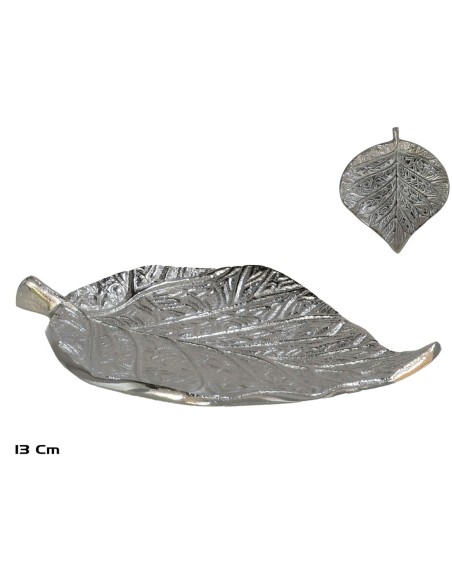 BANDEJA DECORATIVA HOJA 13X11,5CM PLATA