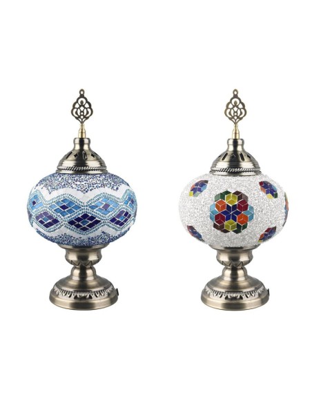 LAMPARA SOBREMESA METAL 18X18X32 MOSAICO 2 SURT.