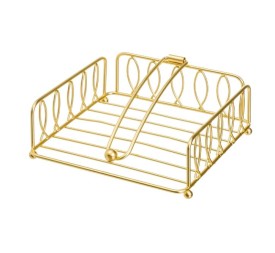 SERVILLETERO METAL DORADO 19 X 19 X 6,50 CM