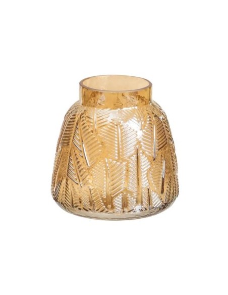 JARRÓN VIDRIO ÁMBAR CLARO 15 X 15 X 15 CM