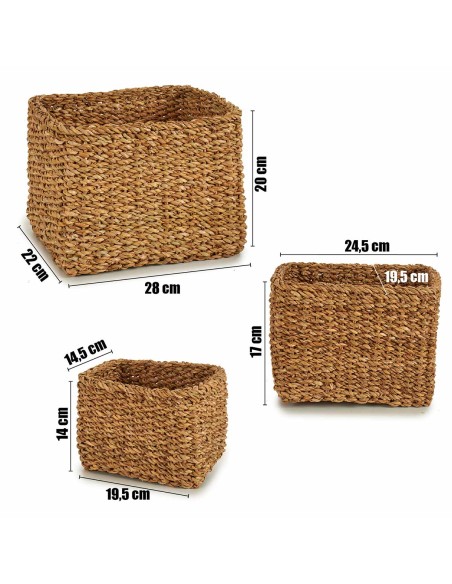 SET 3 CESTOS ESPARTO RECT ALTO