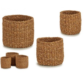 SET 3 CESTOS ESPARTO REDONDO ALTO
