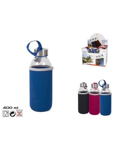 BOTELLA CRISTAL 400 ML. C/FUNDA SURTIDA