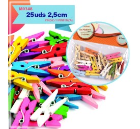 PINCITAS DE MADERA DE COLORES 2.5CM
