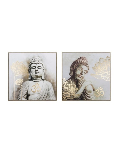 CUADRO ENMARCADO BRILLANTE FIGURA BUDA 60X60X2,5 C