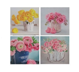 CUADRO CENTRO FLORES 4 SURTIDOS 40X40X1,5 CM