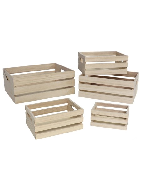 S/5 CAJAS MADERA NATURAL 30,5X22,5X12CM