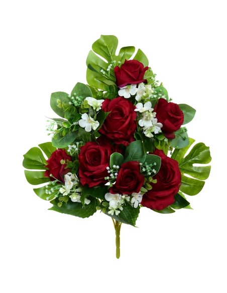 CONJUNTO ROSAS-CAPULLOS X8-54CM (ROJO)