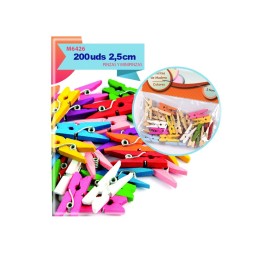 PINCITAS DE MADERA DE COLORES 2.5CM 200 UNIDADES