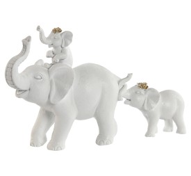 FIGURA RESINA 23X7X14 ELEFANTES BLANCOS