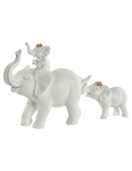 FIGURA RESINA 23X7X14 ELEFANTES BLANCOS