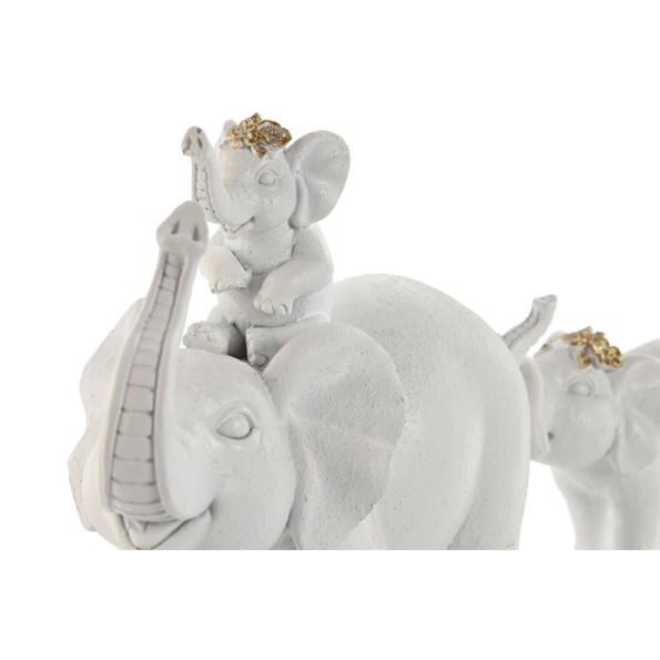 FIGURA RESINA 23X7X14 ELEFANTES BLANCOS