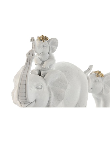 FIGURA RESINA 23X7X14 ELEFANTES BLANCOS