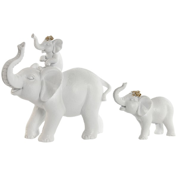 FIGURA RESINA 23X7X14 ELEFANTES BLANCOS