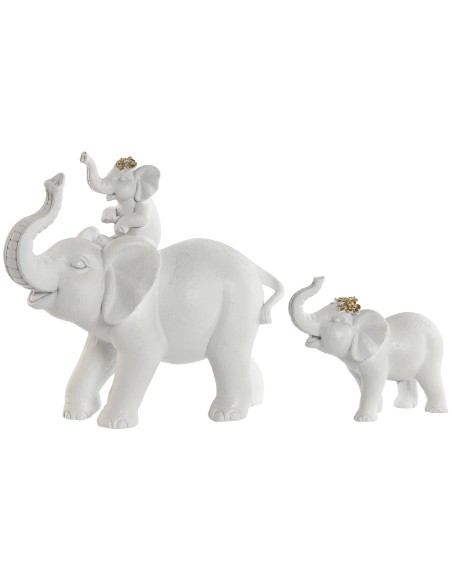 FIGURA RESINA 23X7X14 ELEFANTES BLANCOS