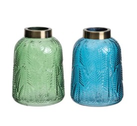 JARRÓN 2/C VIDRIO 15 X 15 X 21 CM AZUL/VERDE