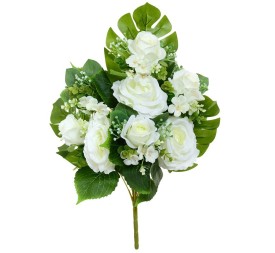 CONJUNTO ROSAS-CAPULLOS X8-54CM (BLANCO)