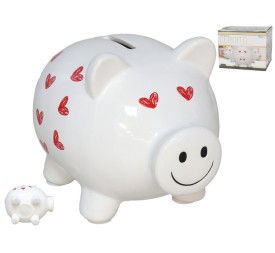 HUCHA CERDITO MEDIANO CON CORAZONES 14,5X11X11,3 C