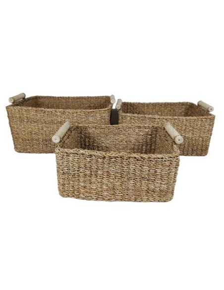 CESTA SET 3 SEAGRASS YUTE 48X40X22 NATURAL