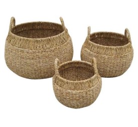 CESTA SET 3 SEAGRASS METAL 45X45X28 NATURAL