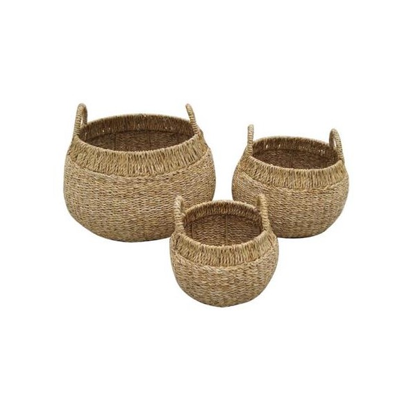 CESTA SET 3 SEAGRASS METAL 45X45X28 NATURAL