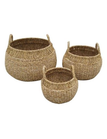 CESTA SET 3 SEAGRASS METAL 45X45X28 NATURAL