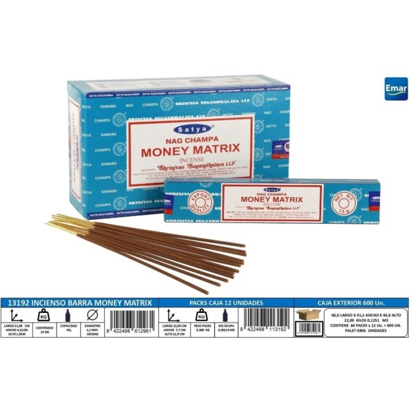 INCIENSO BARRA MONEY MATRIX 15GR