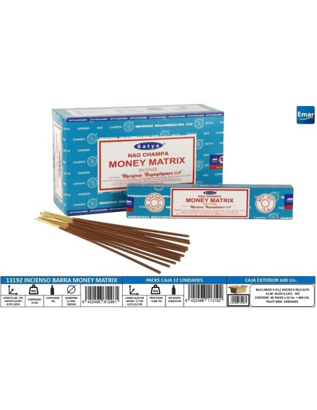 INCIENSO BARRA MONEY MATRIX 15GR