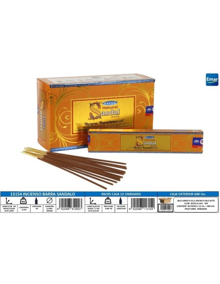 INCIENSO BARRA NATURAL SANDAL 15GR