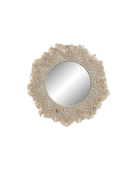 ESPEJO MACRAME CRISTAL 38X1X38 25CM BLANCO