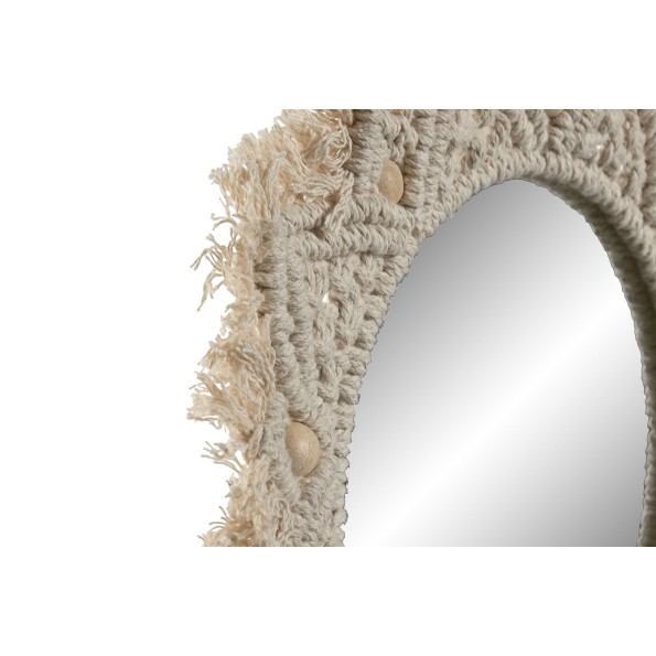 ESPEJO MACRAME CRISTAL 38X1X38 25CM BLANCO