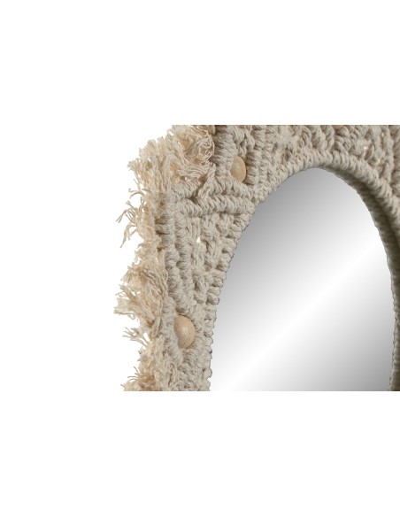 ESPEJO MACRAME CRISTAL 38X1X38 25CM BLANCO