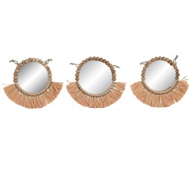 ESPEJO SET 3 YUTE CRISTAL 20X1X20 FLECOS NATURAL