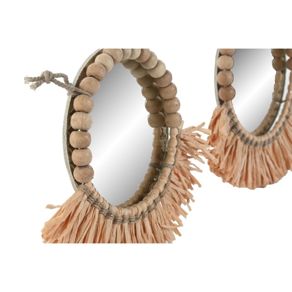 ESPEJO SET 3 YUTE CRISTAL 20X1X20 FLECOS NATURAL