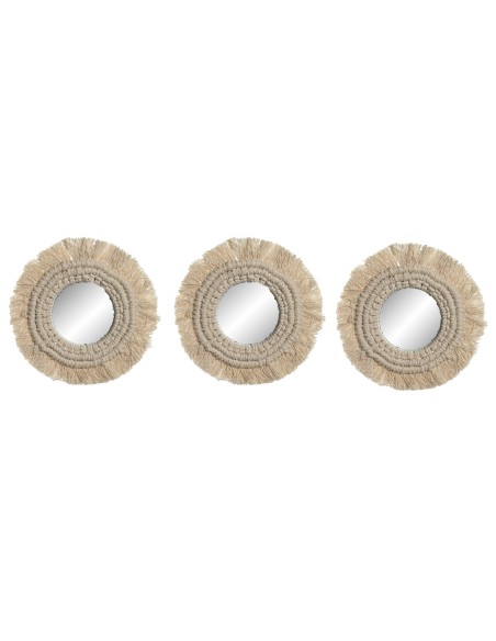 ESPEJO SET 3 MACRAME CRISTAL 20X1X20 BLANCO