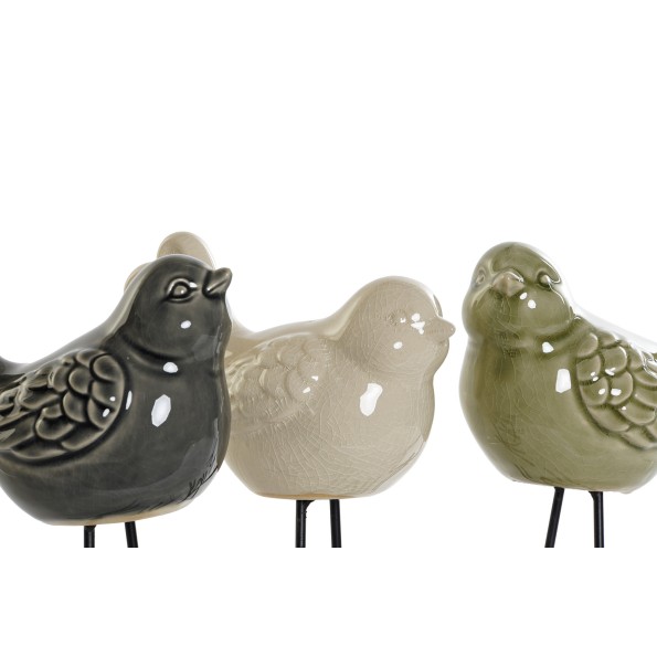 FIGURA PORCELANA METAL 15X9X14 PAJARO 3 SURT.