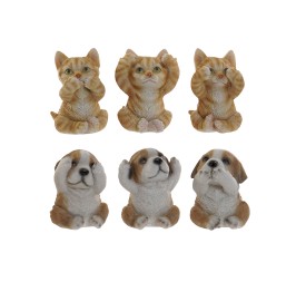 FIGURA RESINA 6,5X6X8 GATO PERRO 6 SURT.