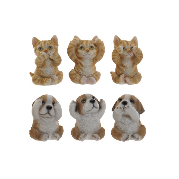 FIGURA RESINA 6,5X6X8 GATO PERRO 6 SURT.