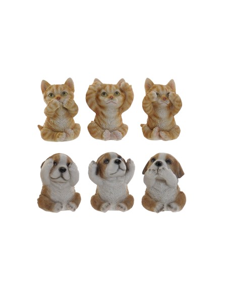 FIGURA RESINA 6,5X6X8 GATO PERRO 6 SURT.